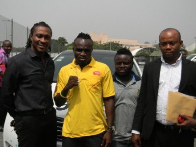 Baffour Gyan, Game Boy, his brother Bobby Short and Sammy Anim Addo at the launch