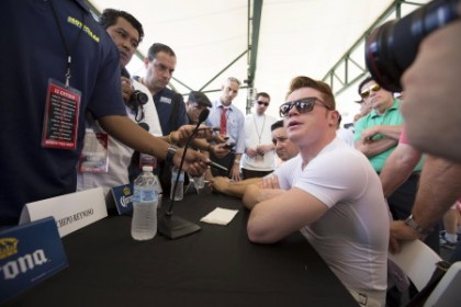 Canelo answering media questions
