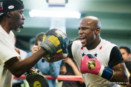 Floyd Mayweather Media Day Photos and Quotes Ashley Theophane Floyd Mayweather Richard Abril Boxing News