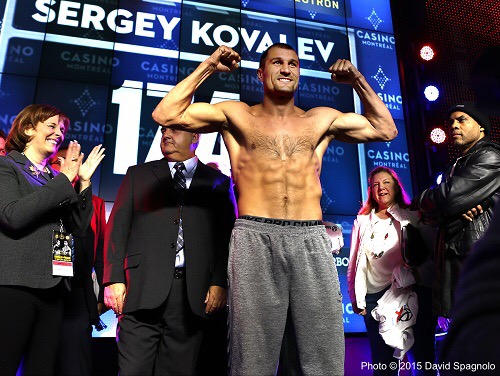 Weights: Sergey Kovalev: 174.3 lbs. - Jean Pascal: 175 lbs.