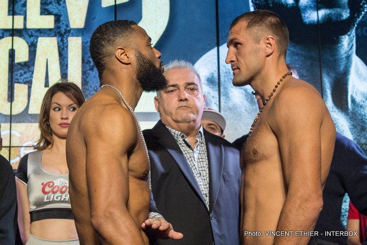 Weights: Sergey Kovalev: 174.6 lbs. Jean Pascal: 174.3 lbs.