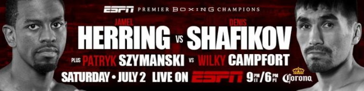 Jamel Herring battles Denis Shafikov on 7/2 Denis Shafikov Jamel Herring Press Room
