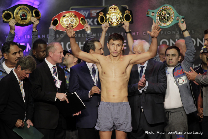 Face-to-Face at the weigh-in: Brook says he could “see fear” in Golovkin's eyes