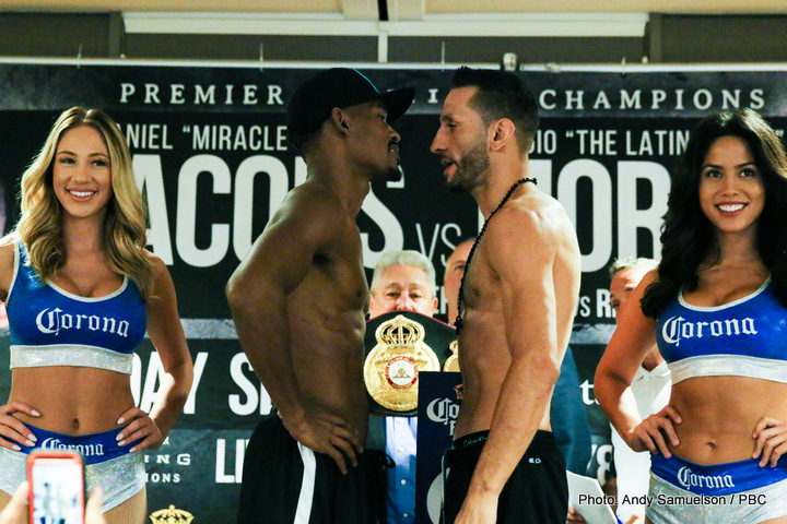 Boxing photo: Daniel Jacobs, Sergio Mora image Video: Daniel Jacobs vs. Sergio Mora Weigh-In
