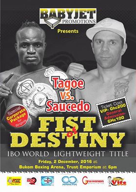 Breaking news: Tagoe vs Saucedo postponed to December 2