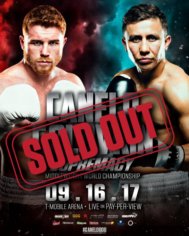 Canelo Golovkin tickets sold out for September 16 fight