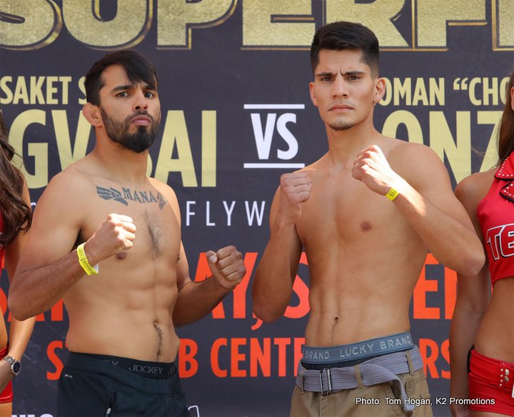 Boxing photo: Roman Gonzalez, Srisaket Sor Rungvisai image Weights: Rungvisai 115 vs. “Chocolatito” Gonzalez 114.8