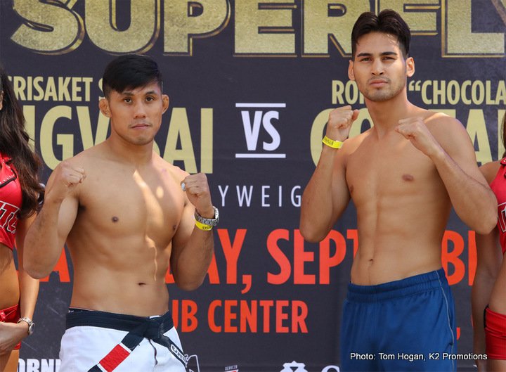 Boxing photo: Roman Gonzalez, Srisaket Sor Rungvisai image Weights: Rungvisai 115 vs. “Chocolatito” Gonzalez 114.8