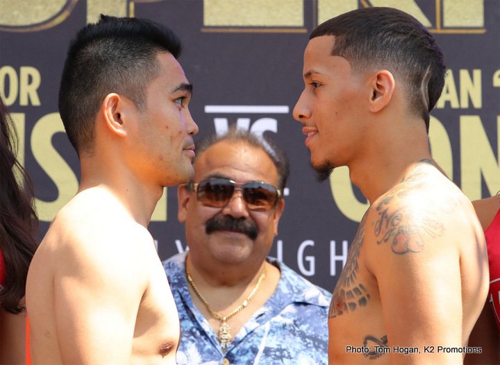 Boxing photo: Roman Gonzalez, Srisaket Sor Rungvisai image Weights: Rungvisai 115 vs. “Chocolatito” Gonzalez 114.8