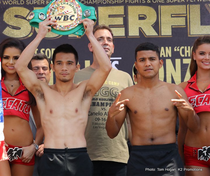 Boxing photo: Roman Gonzalez, Srisaket Sor Rungvisai image Weights: Rungvisai 115 vs. “Chocolatito” Gonzalez 114.8
