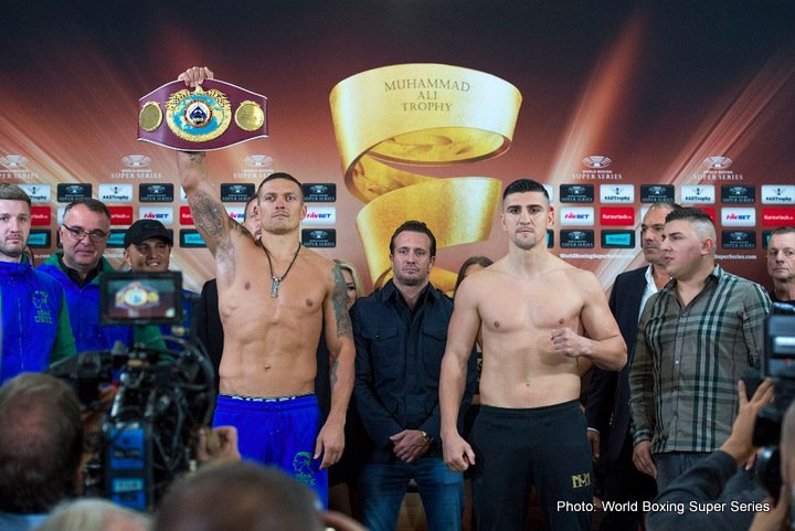 Weights: Usyk 199lbs, Huck 198lbs