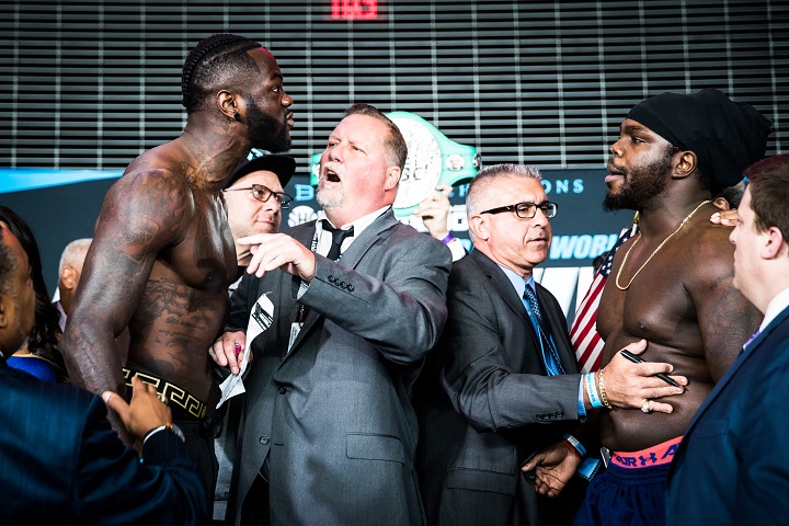 Wilder-Stiverne - final weights Bermane Stiverne Deontay Wilder Press Room