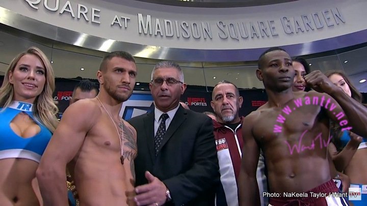 Photo: Weights: Lomachenko 129, Rigondeaux 128.4 Weights: Lomachenko 129, Rigondeaux 128.4