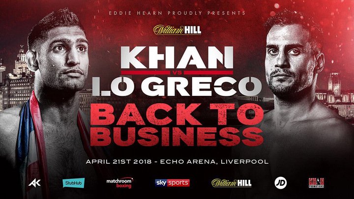 Khan vs Lo Greco on April 21 at the Echo Arena in Liverpool