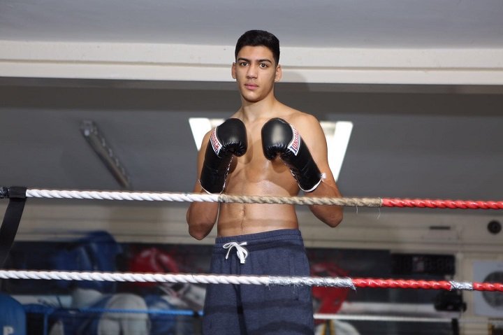 Hamzah Sheeraz in action on 2/10 at Copper Box, London, UK Hamzah Sheeraz British Boxing Press Room