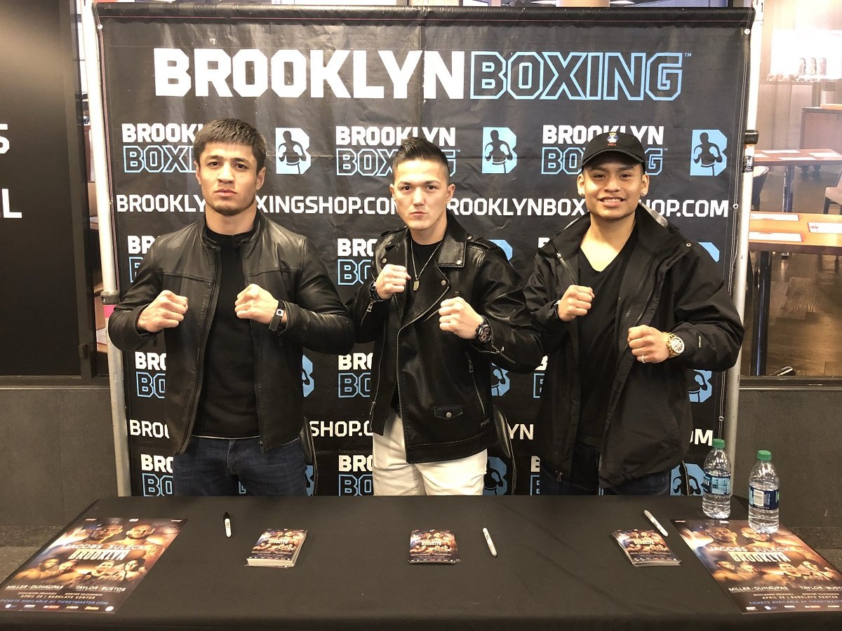 Straight Outta Brooklyn’ undercard fighters hit Barclays Center as special guests of the New York Islanders Dimash Niyazov Julian Sosa Shohjahon Ergashev Press Room