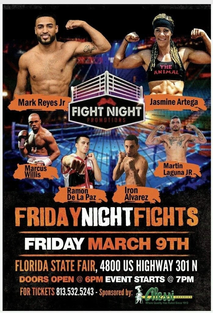 Reyes Headlines Fight Night Promotions Card March 9 at Florida State Fairgrounds Larry Yanez Mark Reyes Press Room