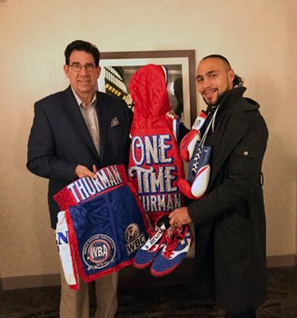 Keith Thurman Fight-Worn Items At Hall of Fame Keith 'One Time' Thurman Press Room