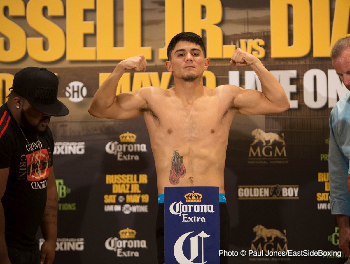 Photo Gallery: Official Weigh-In Results for Gary Russell Jr. (125.5) vs. Joseph Diaz Jr. (126.0) -- Santa Cruz, Mares, Selby, Valdez, Frampton, More!