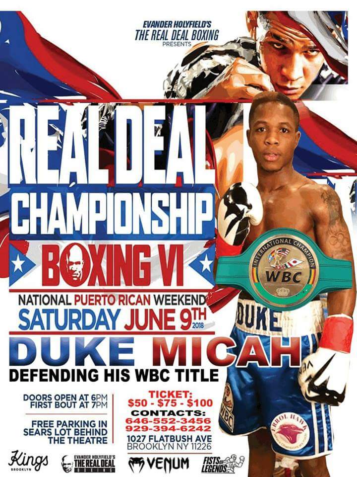 Duke Micah up to 4th in WBO ratings, next opponent confirmed for June 9