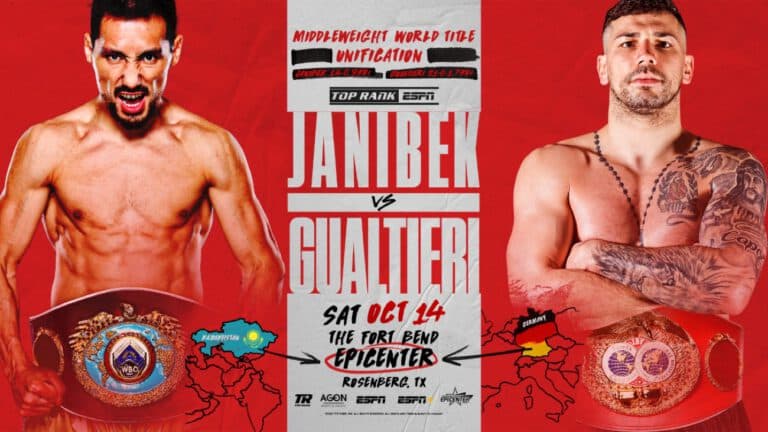 Janibek battles Gualtieri this Saturday in 160-lb unification on ESPN