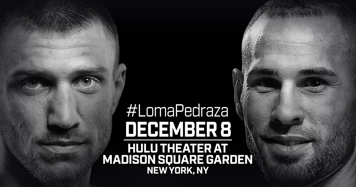 Vasiliy Lomachenko vs Jose Pedraza in New York City on Dec 8