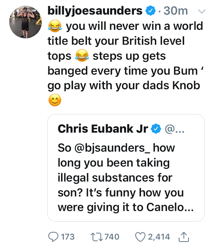 Chris Eubank Jr Lays Into Billy Joe Saunders: So How Long Have You Been Taking Illegal Substances For, Son?