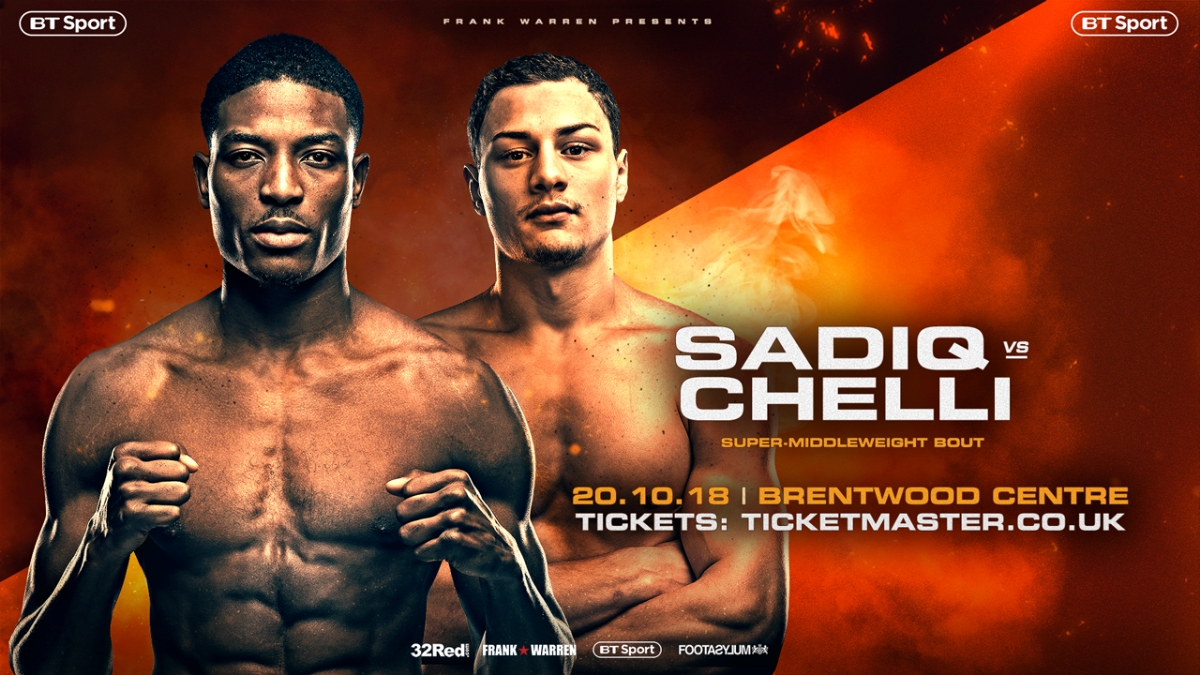 Zak Chelli vs. Umar Sadiq on October 20 at the Brentwood Centre Umar Sadiq Zak Chelli British Boxing Press Room