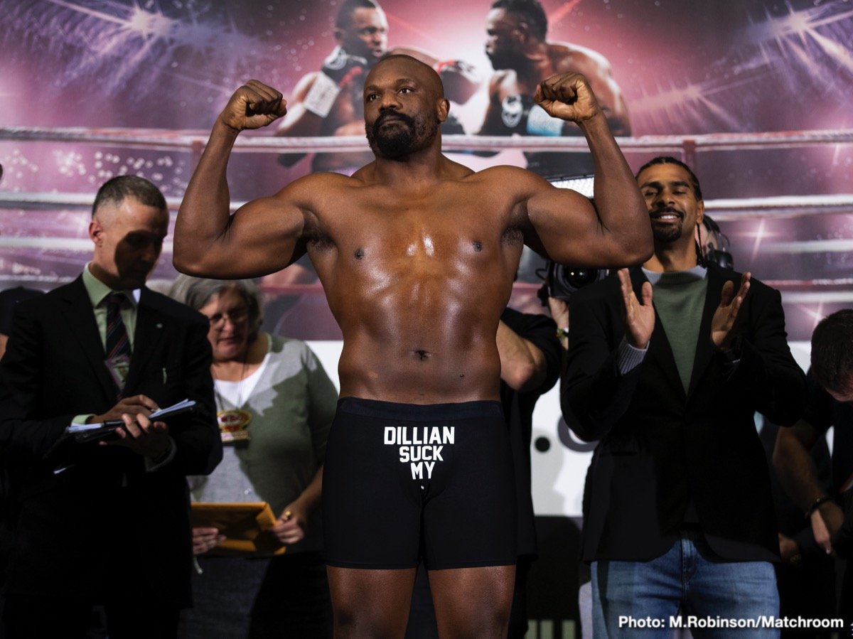 Dillian Whyte & Dereck Chisora Weigh Almost The Same at 17st 8lbs 8oz and 17st 8lbs and 3oz respectively