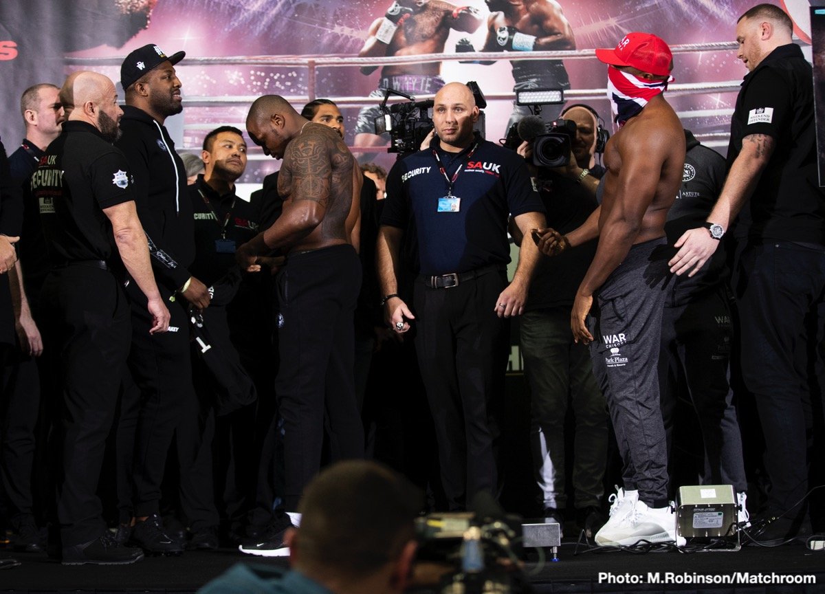 Dillian Whyte & Dereck Chisora Weigh Almost The Same at 17st 8lbs 8oz and 17st 8lbs and 3oz respectively