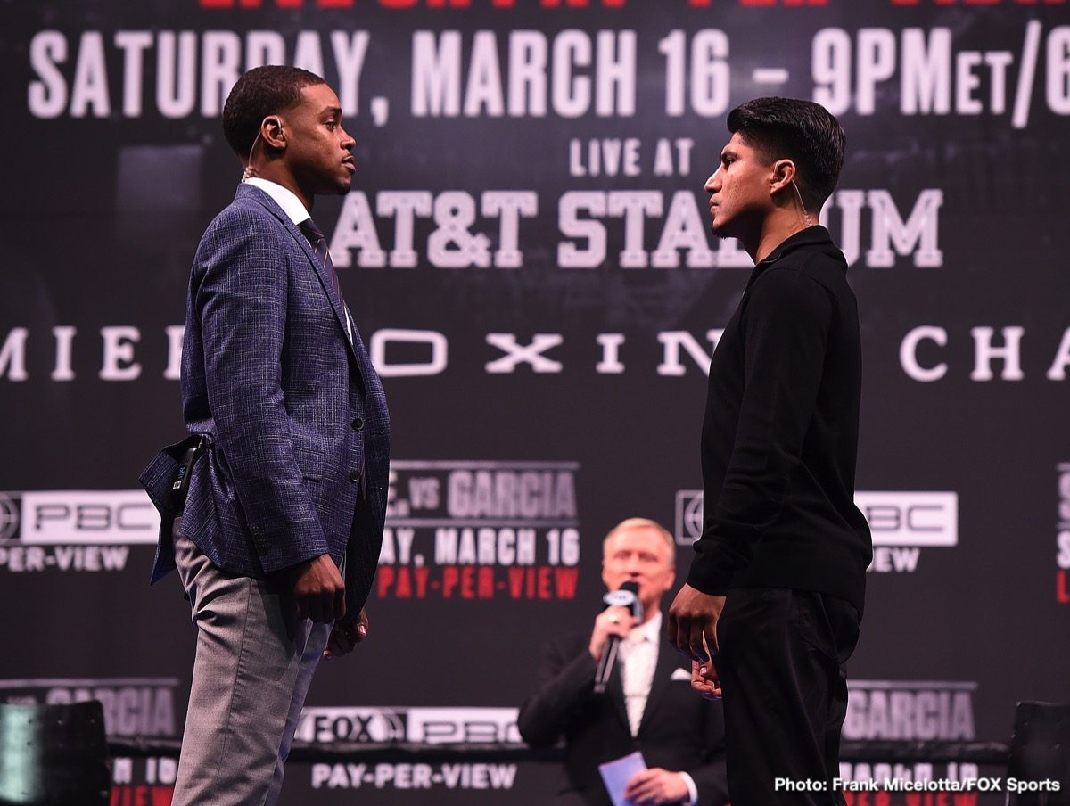Errol Spence Jr. and Mikey Garcia Los Angeles news conference quotes Chris Arreola David Benavidez Errol Spence Jr. Mikey Garcia Boxing News