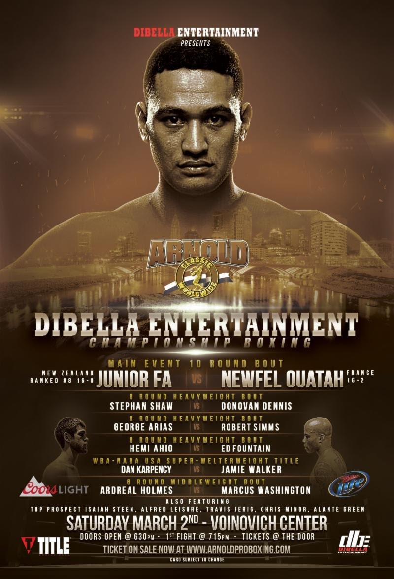 Junior Fa vs. Newfel Ouatah on March 2 Arnold Schwarzenegger Junior Fa Newfel Ouatah Press Room