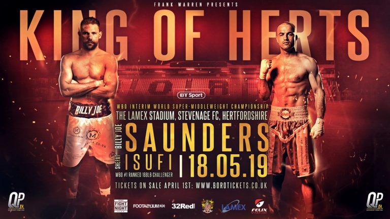 Billy Joe Saunders - Isufi on May 18 - The Lamex Stadium