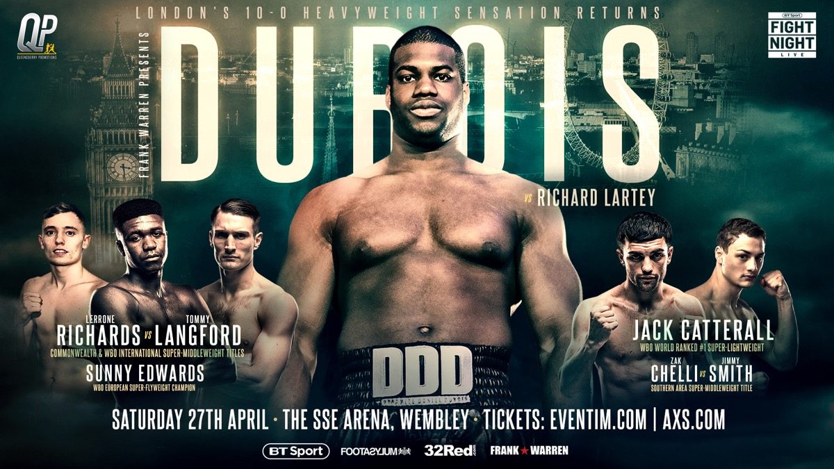 Daniel Dubois vs Lartey in London on April 27 live on BT Sport Daniel Dubois Richard Lartey British Boxing Press Room