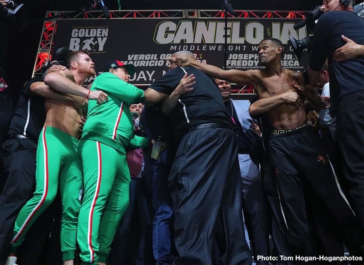 Canelo/Jacobs Weigh-In “Scuffle” - De La Hoya: Jacobs Looked Very Nervous, Hearn: Canelo Was Rattled