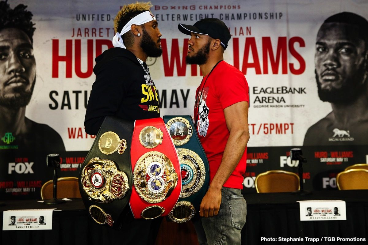 Boxing photo: Jarrett Hurd, Julian "J-Rock" Williams, Mario Barrios, Matt Korobov image Jarrett Hurd and Julian 'J-Rock' Williams final quotes for Saturday