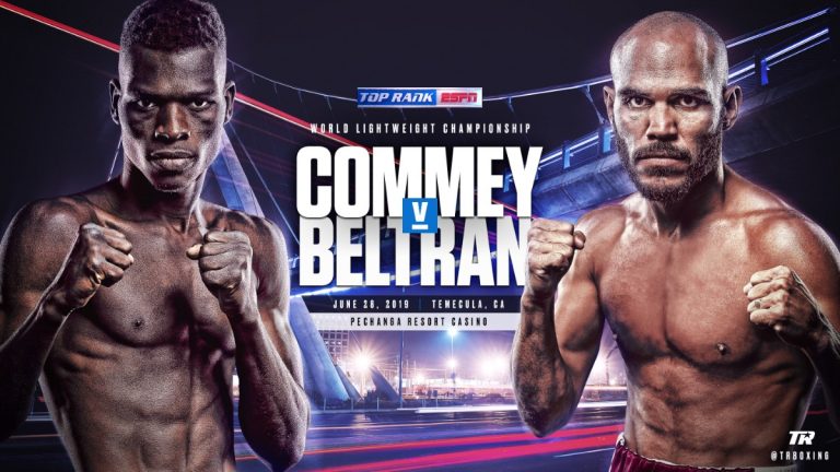 Richard Commey defends against Ray Beltran on 6/28 on ESPN