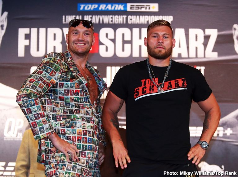 Tyson Fury vs. Tom Schwarz quotes for Saturday's fight in Las Vegas, Nevada