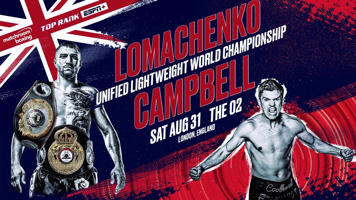 Lomachenko vs Campbell on August 31 Live on ESPN+
