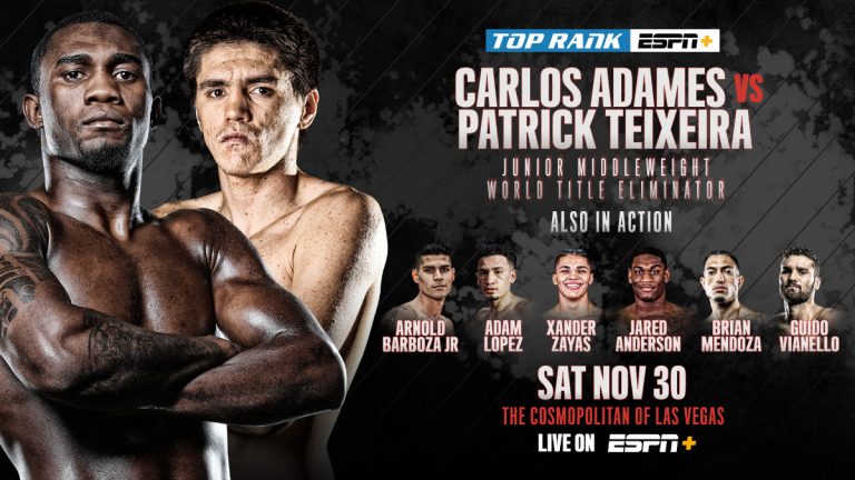 Carlos Adames battles Patrick Teixeira for WBO 154-lb title on Nov.30 on ESPN