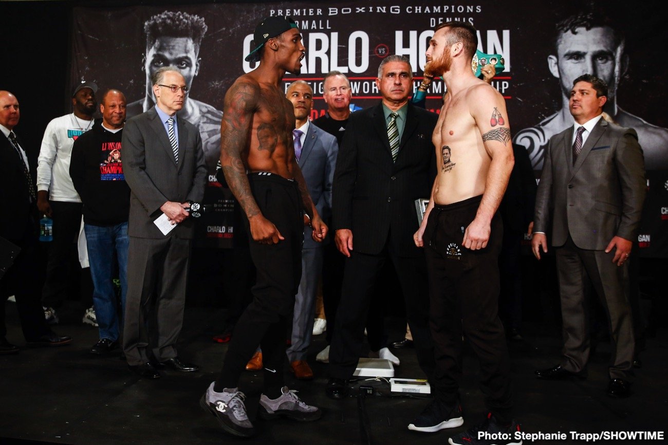 Boxing photo: Chris Eubank, Dennis Hogan, Jermall Charlo, Matt Korobov image Jermall Charlo vs. Dennis Hogan, Eubank vs Korobov - Official weights