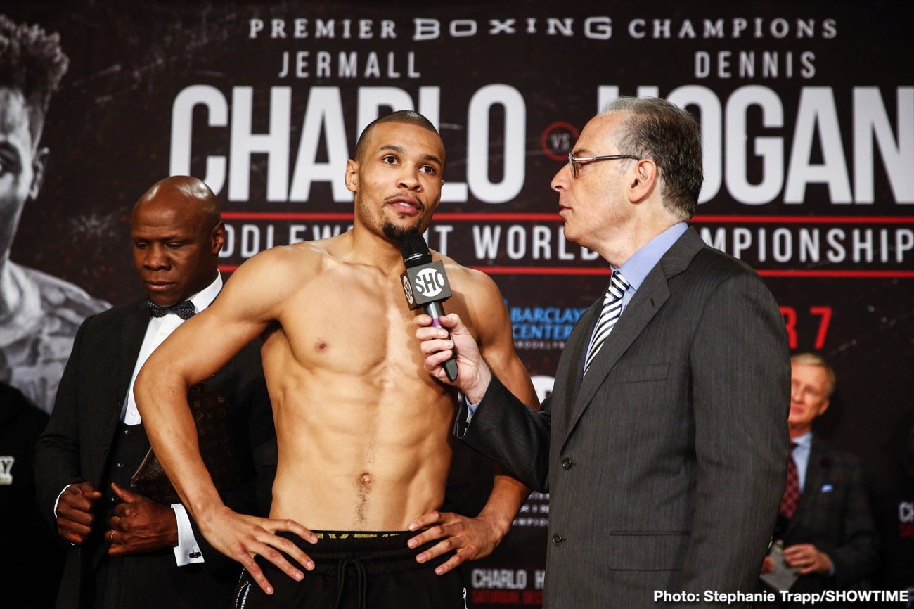 Boxing photo: Chris Eubank, Dennis Hogan, Jermall Charlo, Matt Korobov image Jermall Charlo vs. Dennis Hogan, Eubank vs Korobov - Official weights
