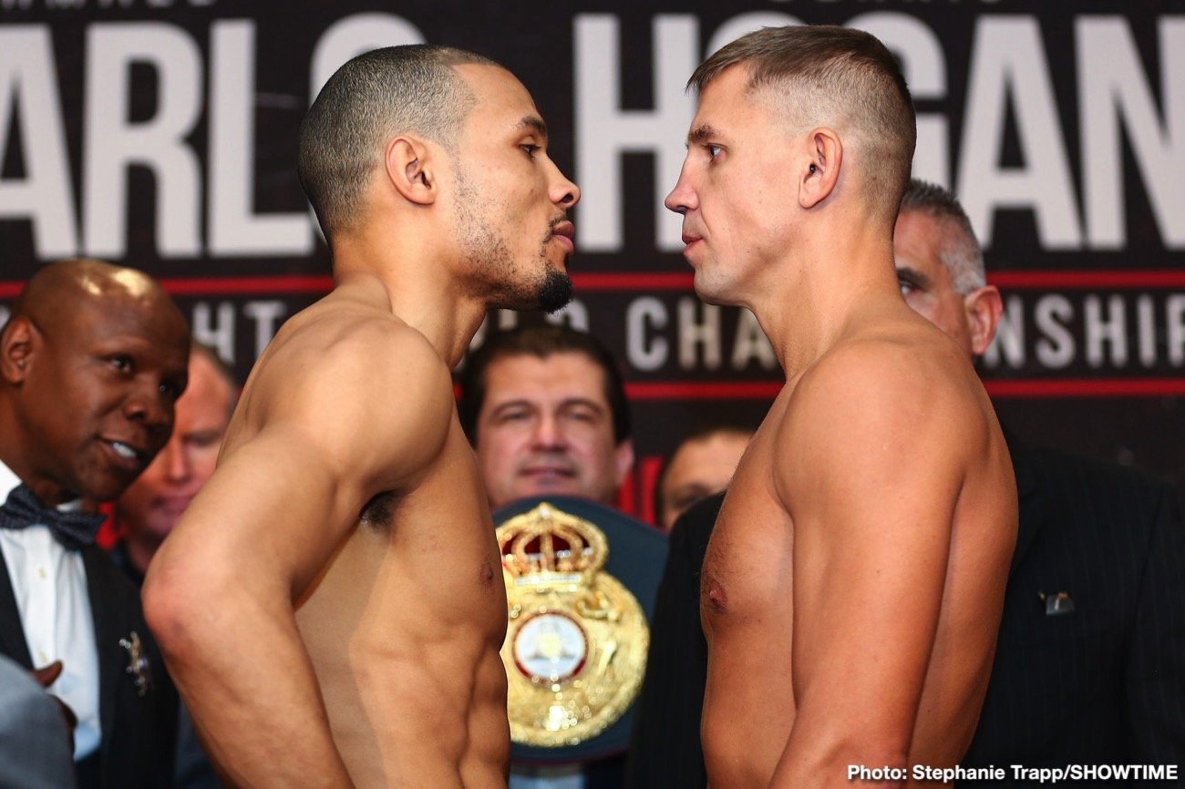 Boxing photo: Chris Eubank, Dennis Hogan, Jermall Charlo, Matt Korobov image Jermall Charlo vs. Dennis Hogan, Eubank vs Korobov - Official weights