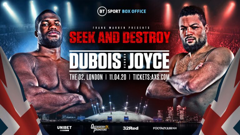 Dubois vs Joyce at The O2, London on April 11 live on BT Sport Box Office