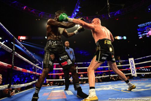 Wilder - Fury II - February 22, 2020 Deontay Wilder, Tyson Fury - Tyson Fury was as good as his word and then some tonight in Las Vegas. Jumping right on Deontay Wilder as he said he would do, Fury gave Wilder an absolute beating for six-and-a-half rounds. Bloodied, battered and downed twice during the one-sided fight, Wilder was finally saved by his corner as the towel was thrown in at the 1.39 mark of round seven.