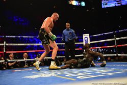 Wilder - Fury II - February 22, 2020 Deontay Wilder, Tyson Fury - Tyson Fury was as good as his word and then some tonight in Las Vegas. Jumping right on Deontay Wilder as he said he would do, Fury gave Wilder an absolute beating for six-and-a-half rounds. Bloodied, battered and downed twice during the one-sided fight, Wilder was finally saved by his corner as the towel was thrown in at the 1.39 mark of round seven.