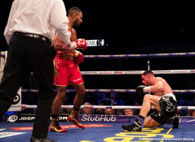 Kell Brook vs Mark DeLuca, Claudio Marrero, Kell Brook, Kid Galahad, Liam Smith, Mark DeLuca - Kell Brook returned from a 14 month hiatus from the ring to stop Mark DeLuca in seven rounds at the FlyDSA Arena in Sheffield, live on Sky Sports in the UK and DAZN in the US.