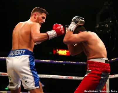 John Docherty vs Pablo Mendoza David Allen, Dorian Darch, Eddie Hearn, Kell Brook, Kid Galahad, Mark DeLuca - Kell Brook (39-2, 27 KOs) looked as good as new on Saturday night in returning from a 14 month layoff to crush his over-matched opponent Mark DeLuca (24-2, 13 KOs) in stopping him in the 7th round at the FlyDSA Arena in Sheffield, England.