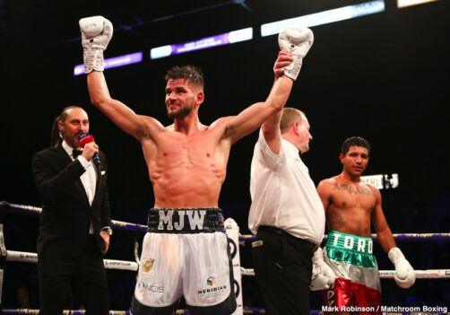 Martin J Ward vs Jesus Amparan David Allen, Dorian Darch, Eddie Hearn, Kell Brook, Kid Galahad, Mark DeLuca - Kell Brook (39-2, 27 KOs) looked as good as new on Saturday night in returning from a 14 month layoff to crush his over-matched opponent Mark DeLuca (24-2, 13 KOs) in stopping him in the 7th round at the FlyDSA Arena in Sheffield, England.