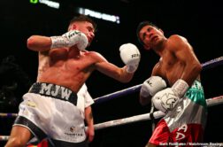 Martin J Ward vs Jesus Amparan David Allen, Dorian Darch, Eddie Hearn, Kell Brook, Kid Galahad, Mark DeLuca - Kell Brook (39-2, 27 KOs) looked as good as new on Saturday night in returning from a 14 month layoff to crush his over-matched opponent Mark DeLuca (24-2, 13 KOs) in stopping him in the 7th round at the FlyDSA Arena in Sheffield, England.